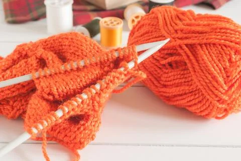 Knitting Needles and Wool Stock Photos