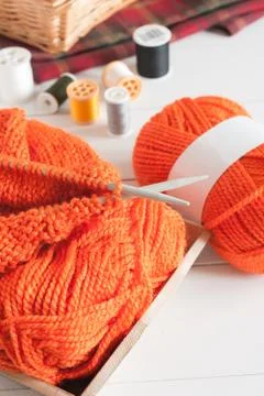 Knitting Needles and Wool Stock Photos