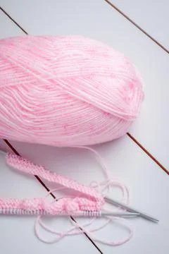 Knitting Needles and Wool Foto stock