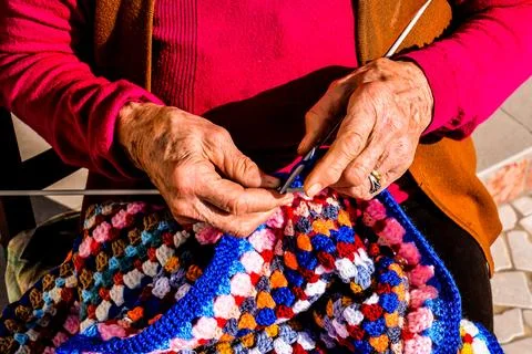 Knitting needles and wool Foto stock