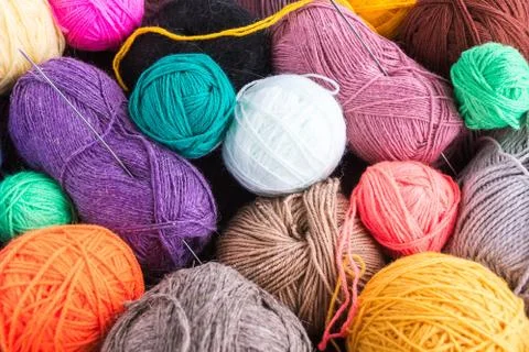 Knitting needles with a ball Stock Photos