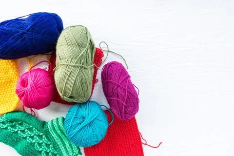 Knitting needles with a ball Stock Photos
