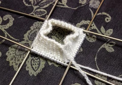 Knitting needles in five Stock Photos