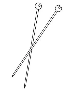 Knitting needles. Knitting needles - vector linear illustration for coloring Stock Illustration