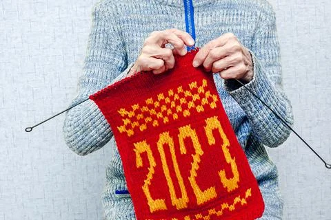 Knitting with needles Stock Photos