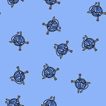Knitting needles slow living vector seamless pattern Illustrazione stock