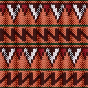 Knitting ornate seamless ethnic pattern with geometric color figures Stock Illustration