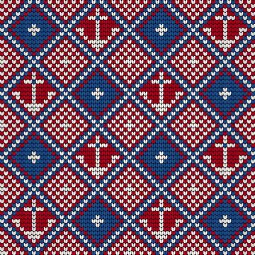 Knitting pattern with anchor for Ugly Sweater Stock Illustration