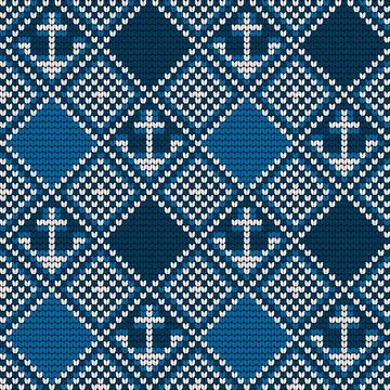 Knitting pattern with anchor for Ugly Sweater Stock Illustration