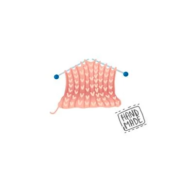 Knitting pattern and needles. Vector cartoon illustration Stock Illustration