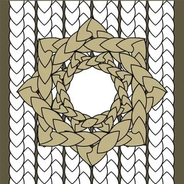 Knitting pattern in beige and white colors Stock Illustration