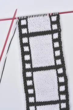 Knitting Pattern Inspired by Classic Cinema Film Strip Stock Photos