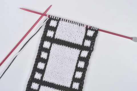 Knitting Pattern Inspired by Classic Cinema Film Strip Stock Photos
