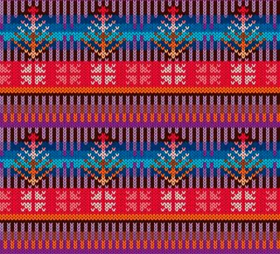Knitting. Pattern in style Fair Isle. Bright, multi-color. Seamless pattern.  Illustrazione stock