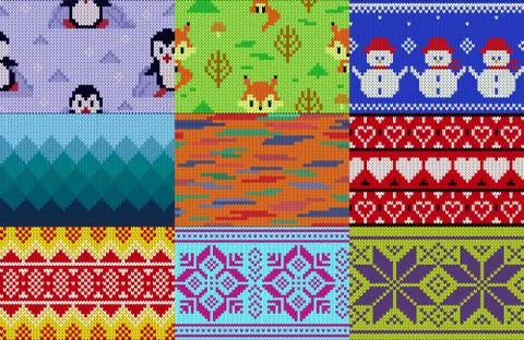 Knitting pattern vector knit wool texture background traditional knitted winter Stockillustratie