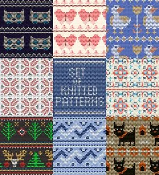 Knitting pattern vector knitted wool texture background traditional winter Stock Illustration