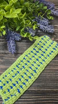 Knitting patterns with a raised pattern and yarn of different colors Foto stock
