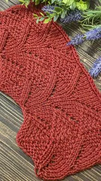 Knitting patterns with a raised pattern and yarn of different colors Stock Photos