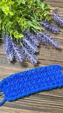 Knitting patterns with a raised pattern and yarn of different colors Stock Photos