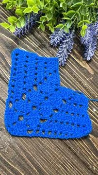 Knitting patterns with a raised pattern and yarn in different colors. Copy .. 스톡 사진