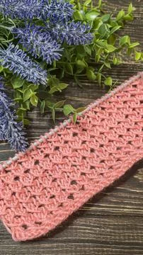 Knitting patterns with a raised pattern and yarn in different colors. Copy .. 스톡 사진