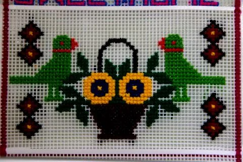 Knitting on Plastic Sheet Stock Photos