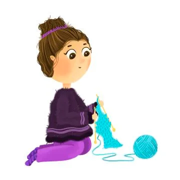 Knitting process. Stock Illustration