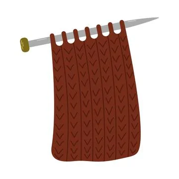 Knitting process. Wool yarn and knitting needles Stock Illustration