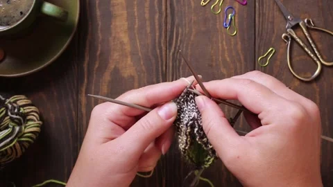 Knitting project of socks in progress. Stock Footage 250601846