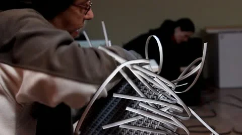 Knitting rattan Stock Footage 20909949