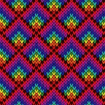 Knitting seamless colourful geometric pattern Illustrazione stock