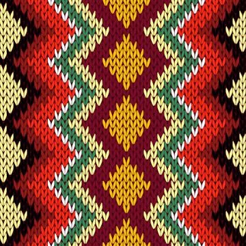 Knitting seamless geometric multicolor pattern Stock Illustration