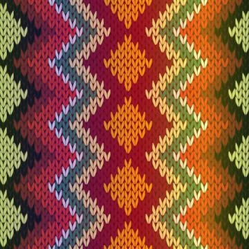 Knitting seamless multicolor pattern Illustrazione stock