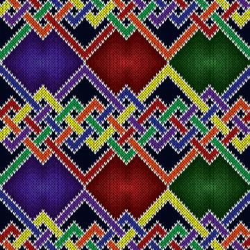 Knitting seamless multicolor pattern Illustrazione stock