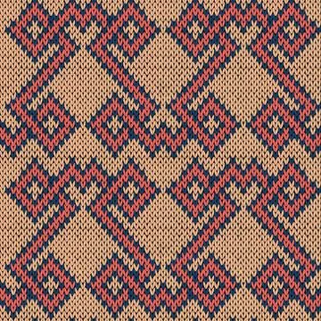 Knitting seamless ornate pattern Stock Illustration