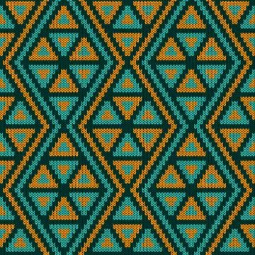 Knitting seamless ornate pattern Stock Illustration