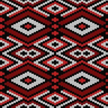 Knitting seamless ornate pattern Stock Illustration