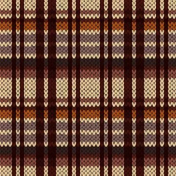 Knitting seamless pattern in brown, beige, orange and coffee hues Stock Illustration