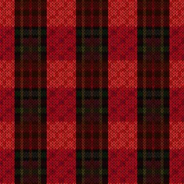 Knitting seamless pattern dark red and green hues Stock Illustration