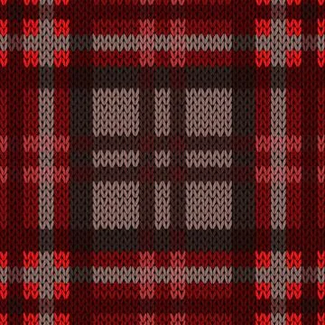 Knitting seamless pattern in dark warm colors Stock Illustration