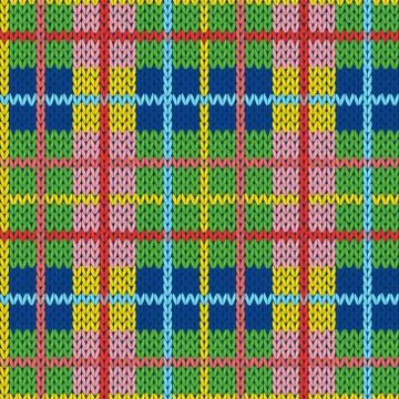 Knitting seamless pattern in different hues Stock Illustration