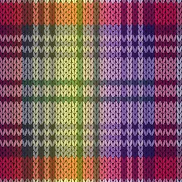 Knitting seamless pattern mainly in purple and violet hues Stock Illustration