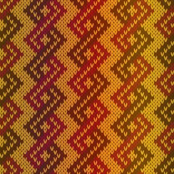 Knitting seamless pattern mainly in red and orange hues イラスト素材