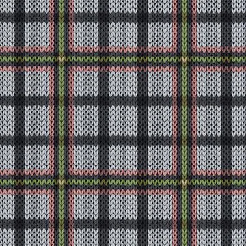 Knitting seamless pattern in muted pink, green and grey hues Stock Illustration