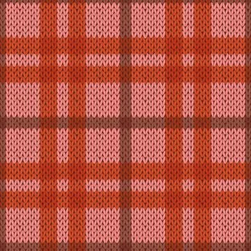 Knitting seamless pattern in pink and orange hues Stock Illustration