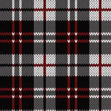 Knitting seamless pattern in red, black, white and grey hues イラスト素材