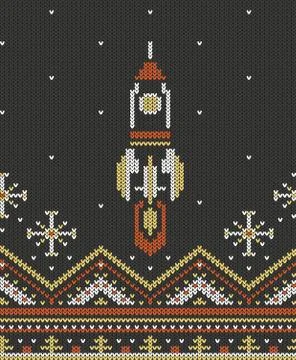Knitting seamless pattern rocket Stock Illustration