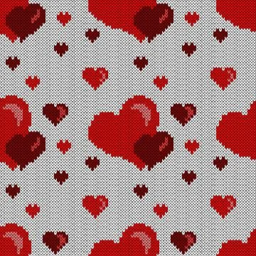 Knitting seamless pattern for Valentine's Day Stock Illustration