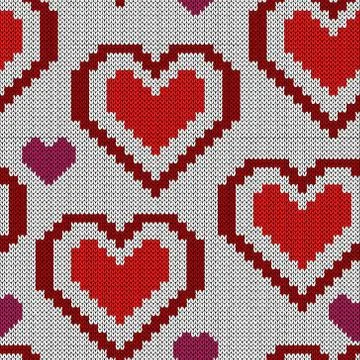 Knitting seamless pattern for Valentine's Day Illustrazione stock