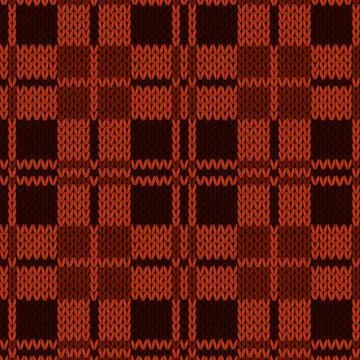Knitting seamless pattern in various red and brown hues Stock Illustration